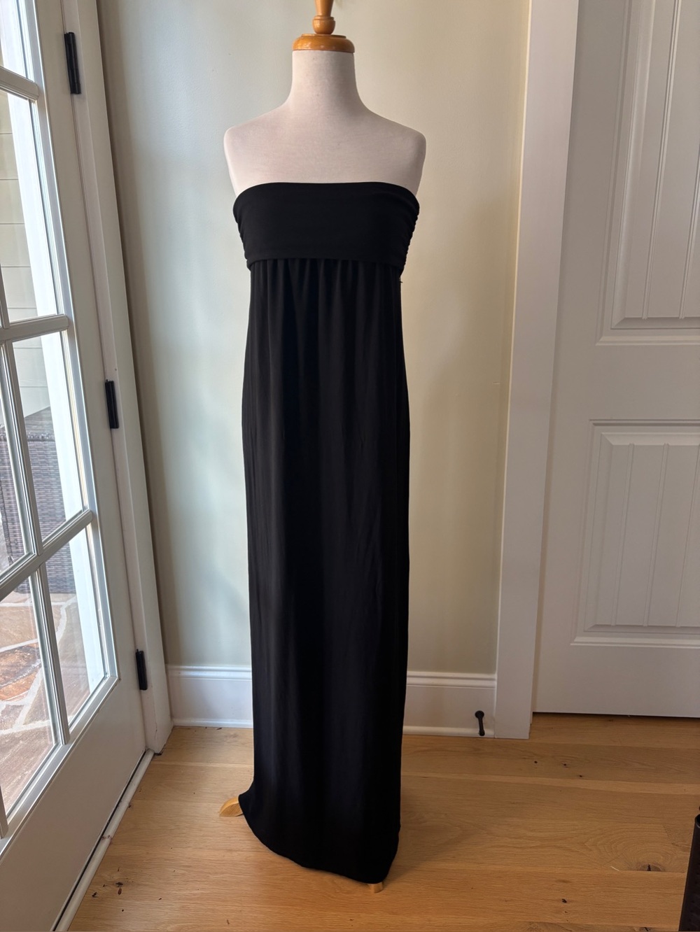 Ann Taylor Jersey Strapless Black Maxi Dress